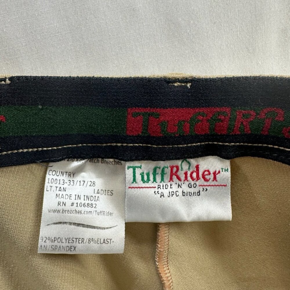 TuffRider Pants Womens Sz S Ride N' Go Ribbed Knee Patch Breeches Equestrian Tan - Picture 6 of 11